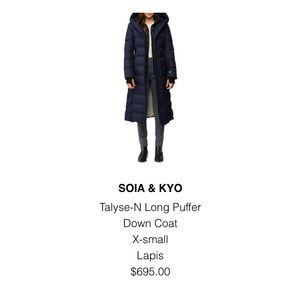 Soia & Kyo Talyse Down Puffer Long Coat Parka Jacket w Bib